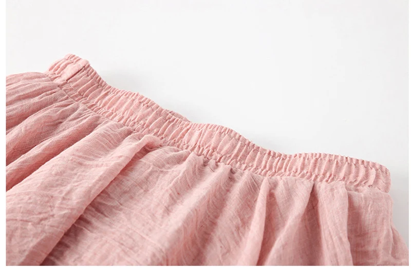 High Quality Cotton Linen Maxi Skirt Womens Casual Elastic High Waist Pleated A-Line Beach Skirts Boho Saia Feminina Faldas Jupe