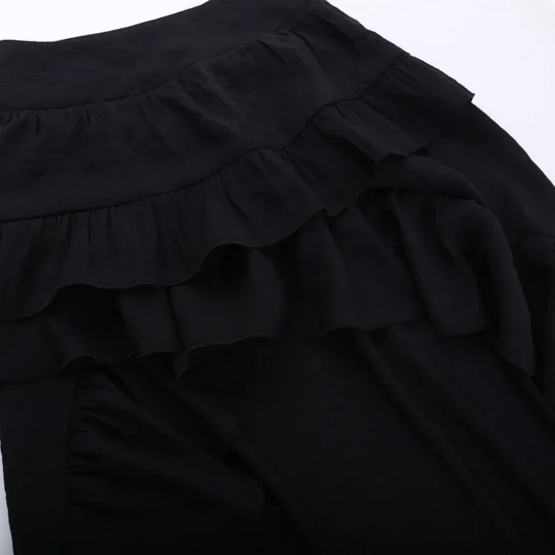 Goth Dark Kawaii Black Tiered Skirts 90S Retro Irregular Hem Party Bottoms Mall Gothic Women Fashion Dragging Skirt Alt Clothing