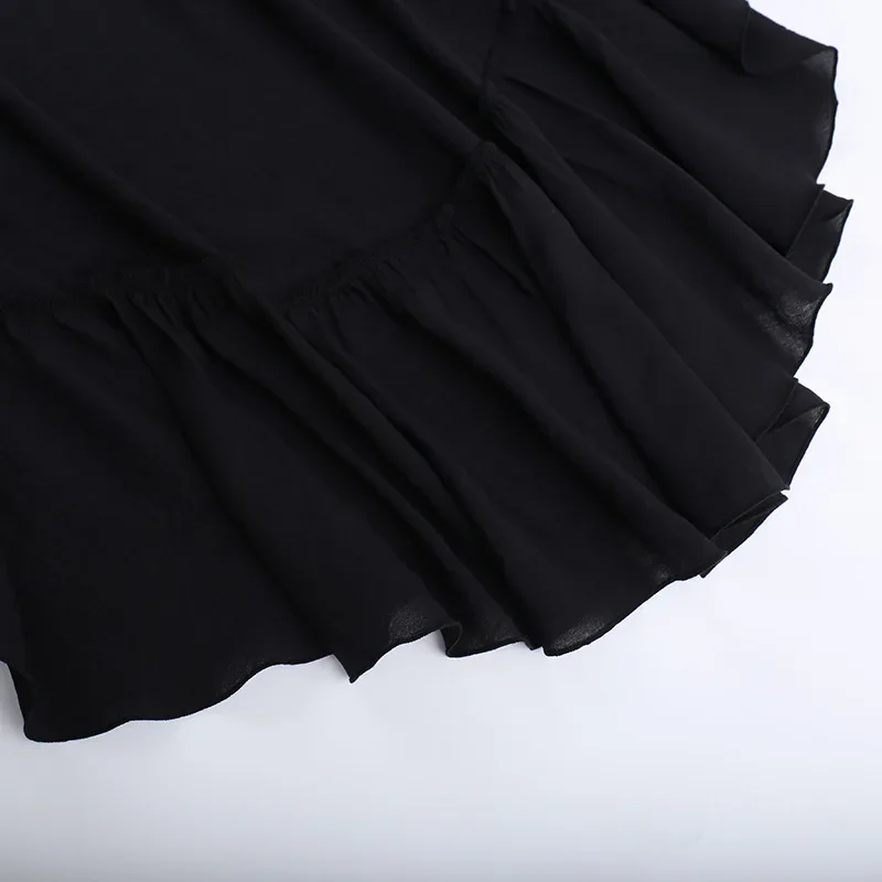 Goth Dark Kawaii Black Tiered Skirts 90S Retro Irregular Hem Party Bottoms Mall Gothic Women Fashion Dragging Skirt Alt Clothing