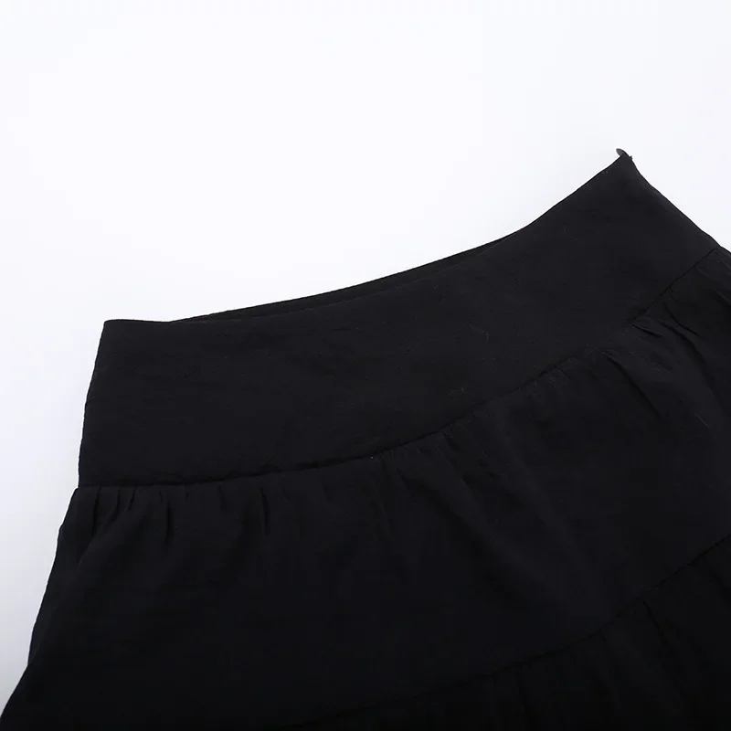 Goth Dark Kawaii Black Tiered Skirts 90S Retro Irregular Hem Party Bottoms Mall Gothic Women Fashion Dragging Skirt Alt Clothing
