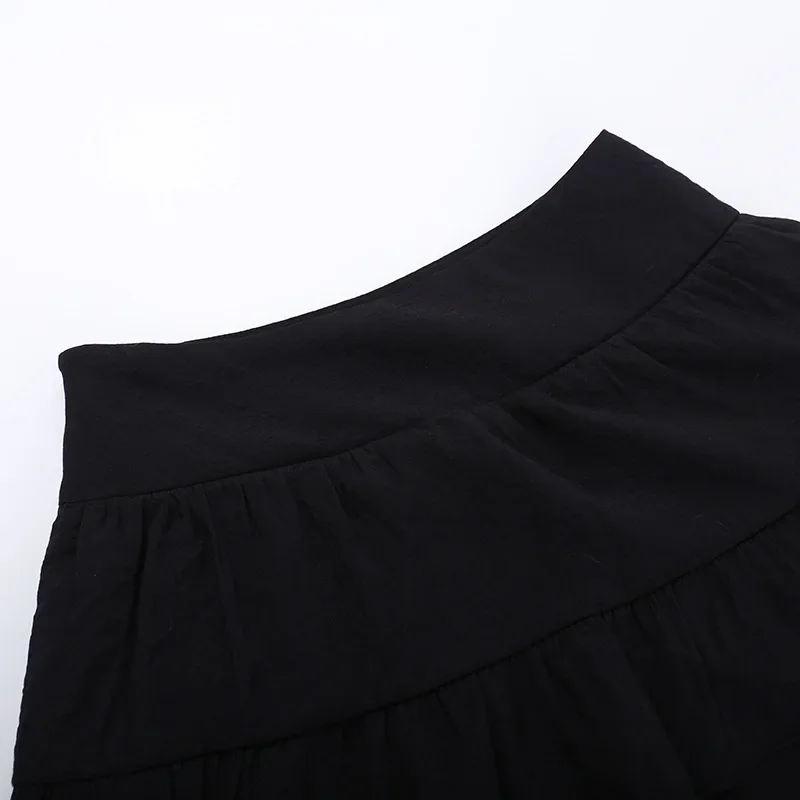 Goth Dark Kawaii Black Tiered Skirts 90S Retro Irregular Hem Party Bottoms Mall Gothic Women Fashion Dragging Skirt Alt Clothing