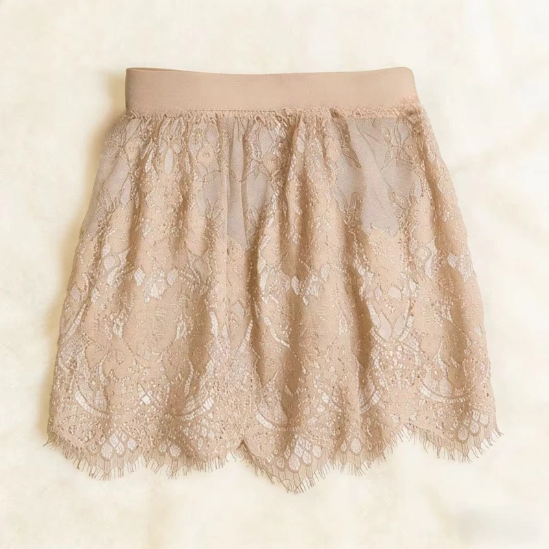 Miniskirt Sexy Transparent Lace Mesh Skirt Shirt Extender Women Summer Mini Black White Short Micro Skirt Ladies Underskirt