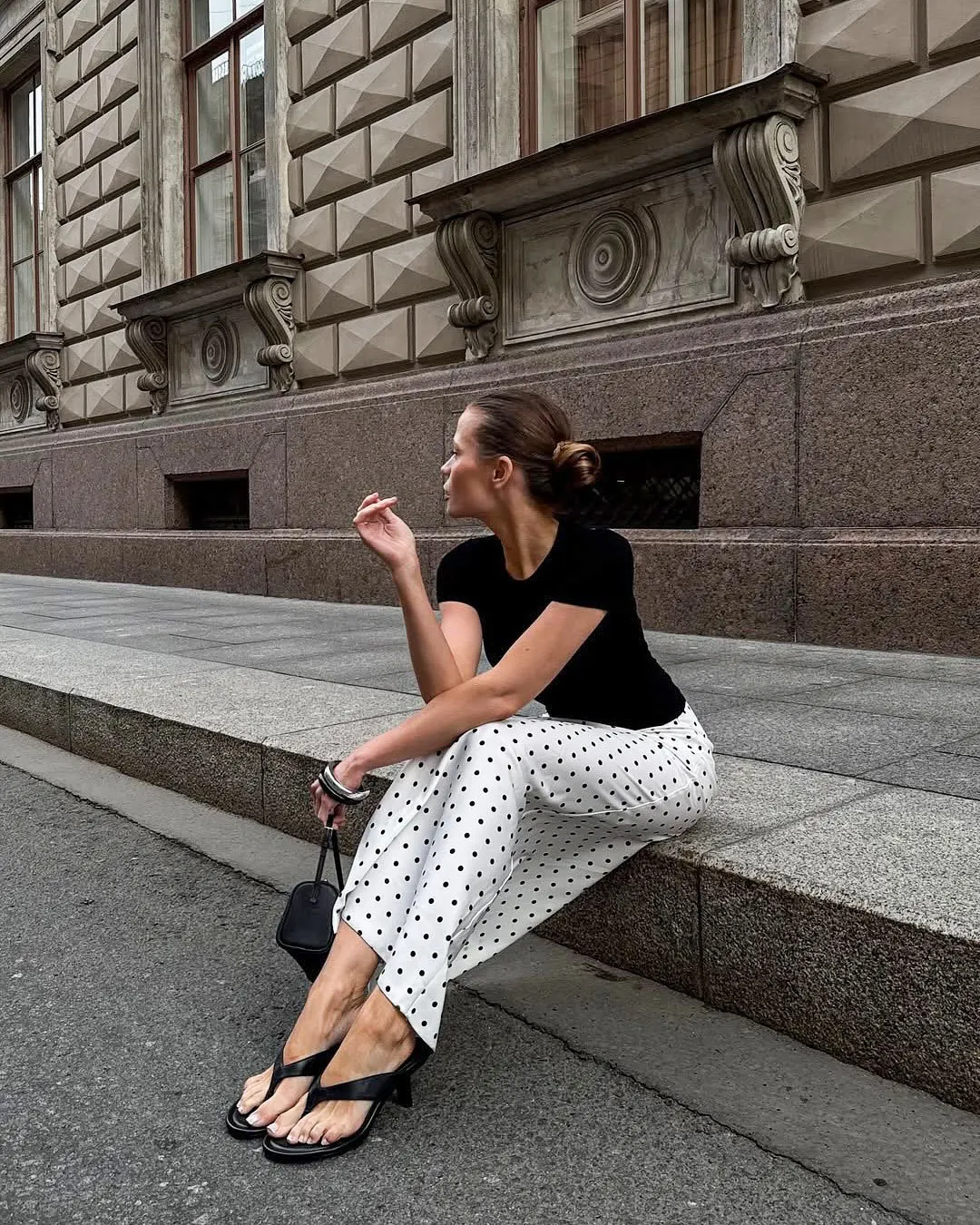 Talenza White Polka Dot Skirt Elegant Fashion Contrast Slim High Waist Patchwork Skirts Luxury New Party Women's Y2k Maxi Skirt
