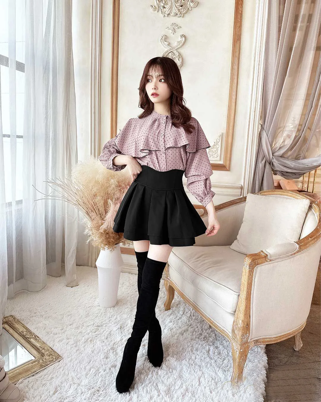 Japanese Style Simple Woman Radian Waistline Slimming Leg-Shaping Short Black Skirt for Women Streetwear Woman Culottes Skirts