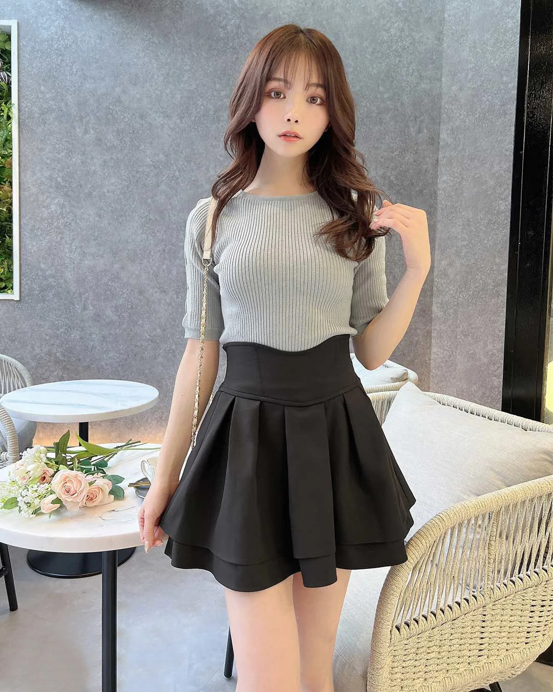 Japanese Style Simple Woman Radian Waistline Slimming Leg-Shaping Short Black Skirt for Women Streetwear Woman Culottes Skirts