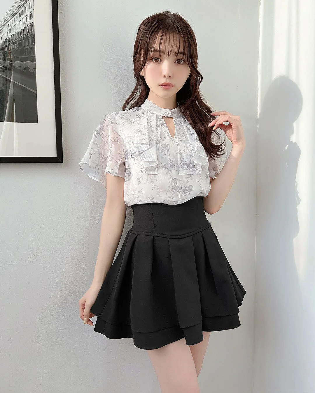 Japanese Style Simple Woman Radian Waistline Slimming Leg-Shaping Short Black Skirt for Women Streetwear Woman Culottes Skirts