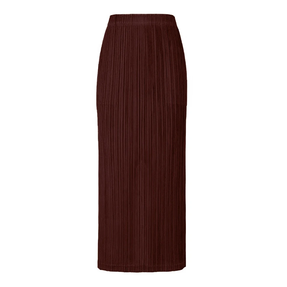 Miyake Pleated Women Skirt Korean Fashion Stretch Classic Lake Blue A-line Skirt Straight Long Skirts Causal Style In Stock