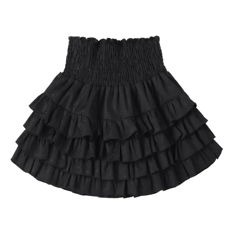 Kawaii Sweet Lolita Skirts Y2k Clothes Women French Lace Patchwork High Waisted Puffy Short Cake Skirt A-line Skirt Gothic New