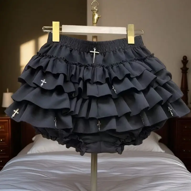 Kawaii Sweet Lolita Skirts Y2k Clothes Women French Lace Patchwork High Waisted Puffy Short Cake Skirt A-line Skirt Gothic New