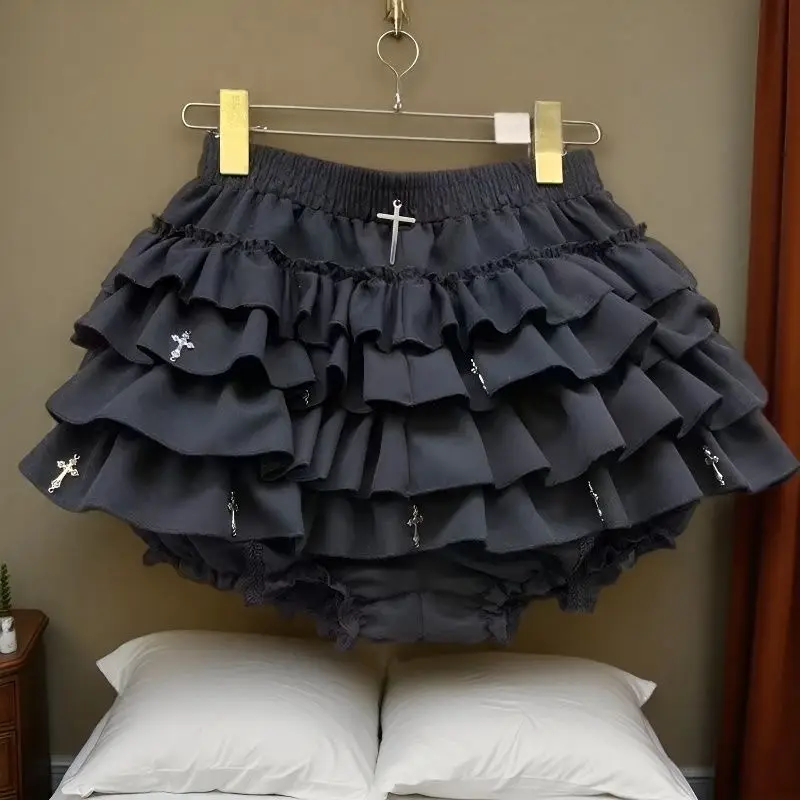 Kawaii Sweet Lolita Skirts Y2k Clothes Women French Lace Patchwork High Waisted Puffy Short Cake Skirt A-line Skirt Gothic New