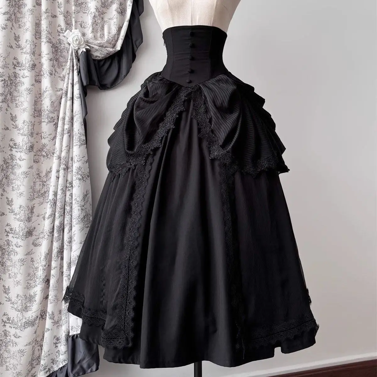 High Waist A-line Skirts for Women's 2025 Faldas Mujer De Moda Lolita Style Japanese Sweet Saia Patchwork Lace Big Swing Skirt