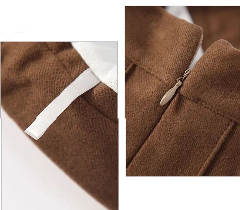 Autumn Winter Woolen Pleated Skirts Women New Korean High Waist Slimming Mini Skirt Ladies Preppy Style Side Zipper A-Line Skirt