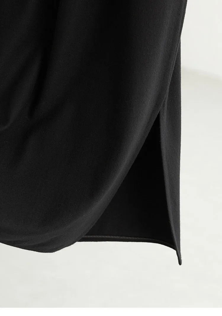 Elastic Waist 100% Wool Skirt, Women's High-Waisted Mid-Length Skirt, New Style for Autumn and Winter 2026