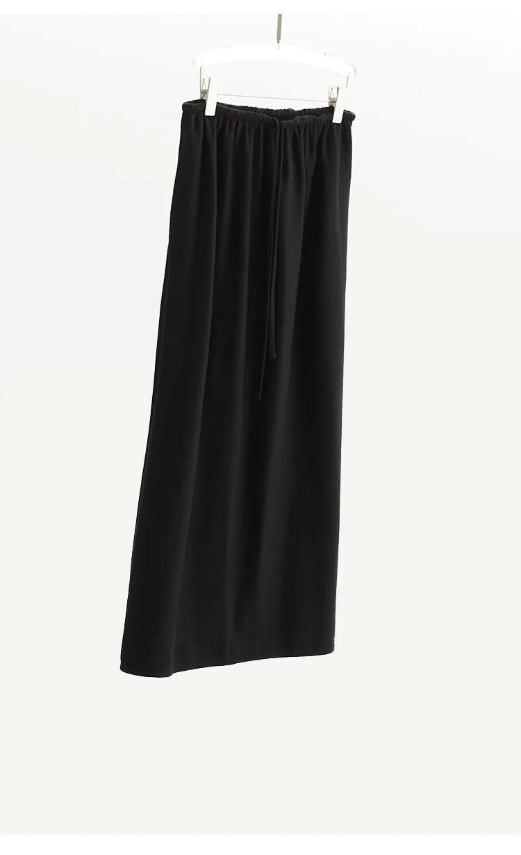 Elastic Waist 100% Wool Skirt, Women's High-Waisted Mid-Length Skirt, New Style for Autumn and Winter 2026