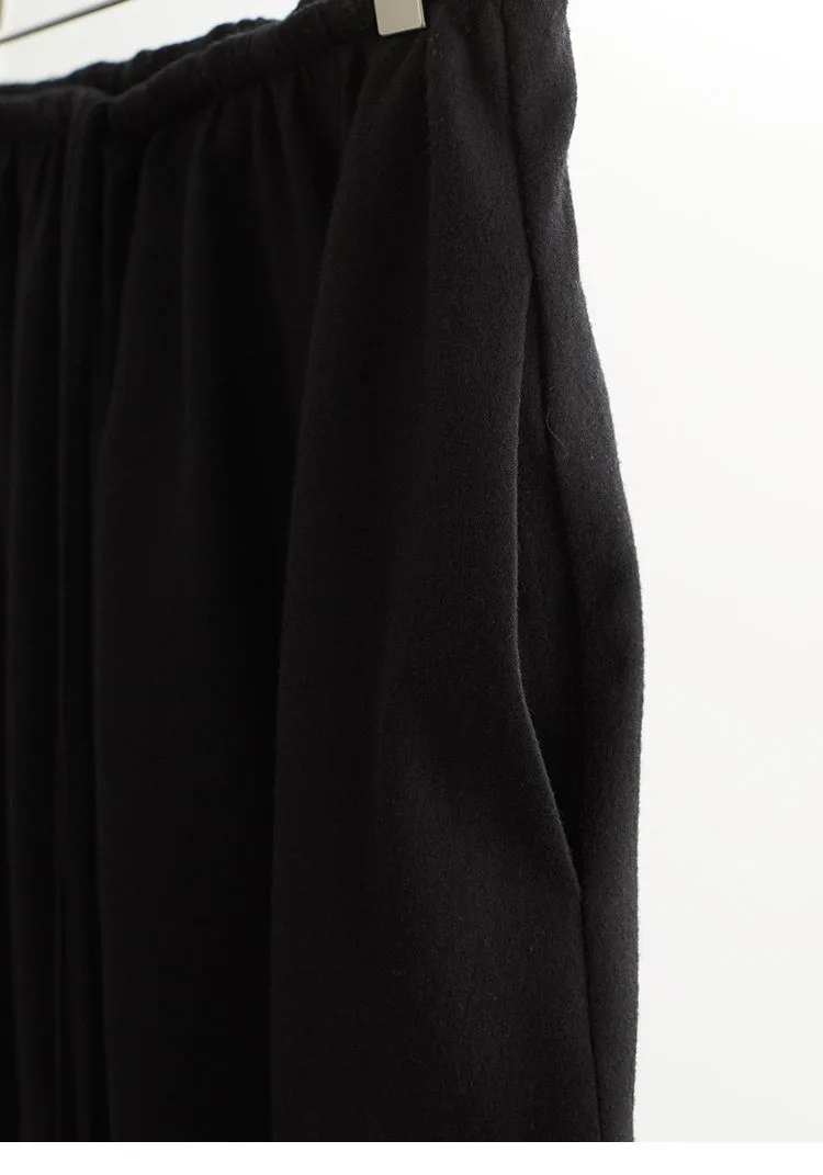 Elastic Waist 100% Wool Skirt, Women's High-Waisted Mid-Length Skirt, New Style for Autumn and Winter 2026