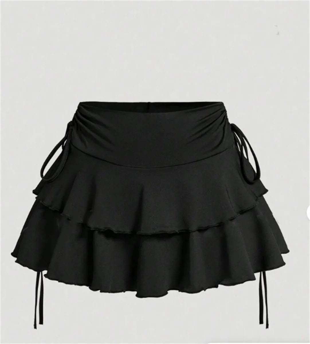 2025 New Solid Color Skirt Women Summer Fashion Outdoor Versatile High Waist Slim Fit Elastic Waist Short Skirt Goods In Stock