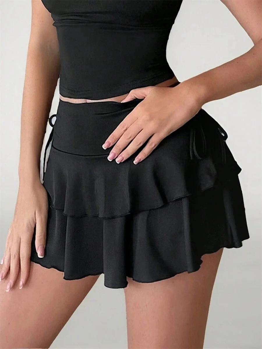 2025 New Solid Color Skirt Women Summer Fashion Outdoor Versatile High Waist Slim Fit Elastic Waist Short Skirt Goods In Stock
