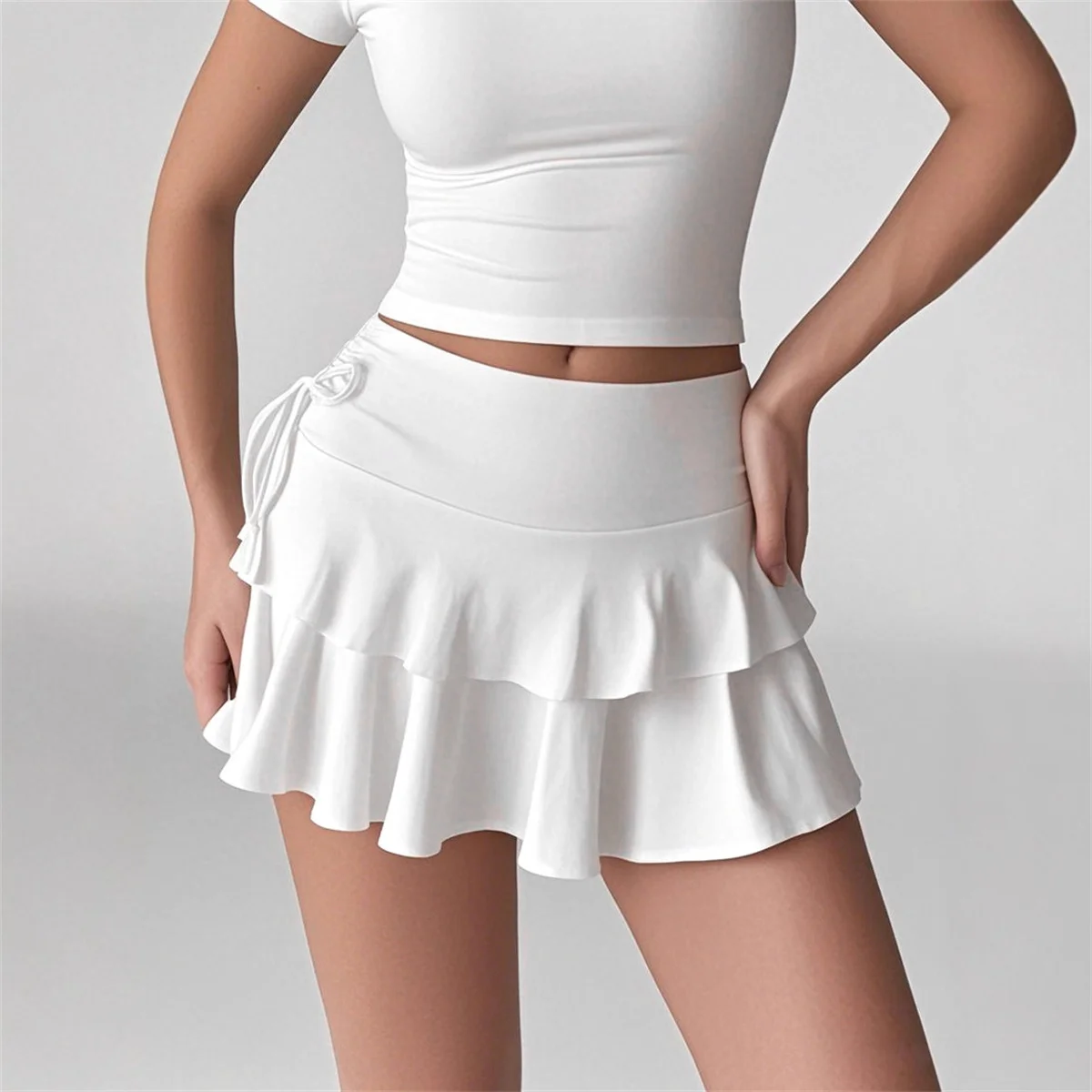 2025 New Solid Color Skirt Women Summer Fashion Outdoor Versatile High Waist Slim Fit Elastic Waist Short Skirt Goods In Stock
