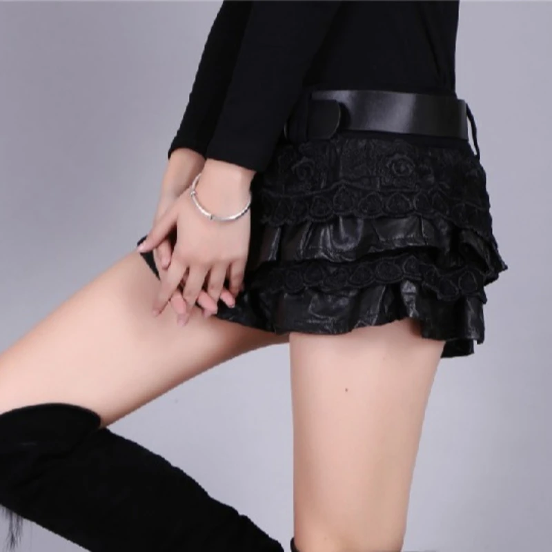Punk Gothic Skirts Low Waist Solid Color Lace Patchwork Belt Mini Skirt Y2k Harajuku Streetwear Female Slim Women Clothing 2025