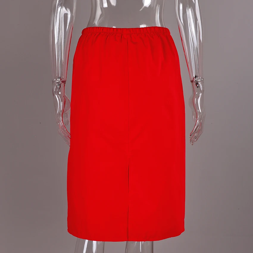 Linad Casual Green Long Drawstring Skirts For Woman 2026 Street Chic Slim Lace Up Split Skirts Autumn Fashion Red Mid Calf Skirt