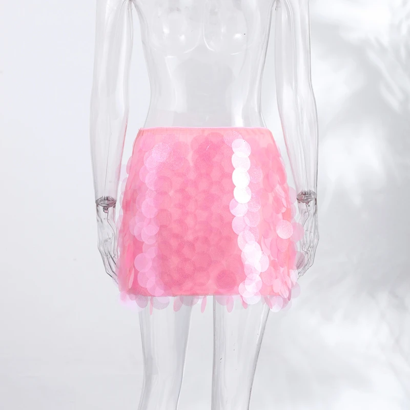 Women Dress Large Sequin Mini Skirt High Waisted Bodycon Sparkly Party Clubwear Fashion Bottoms Night Spring Summer Skirt Ladies