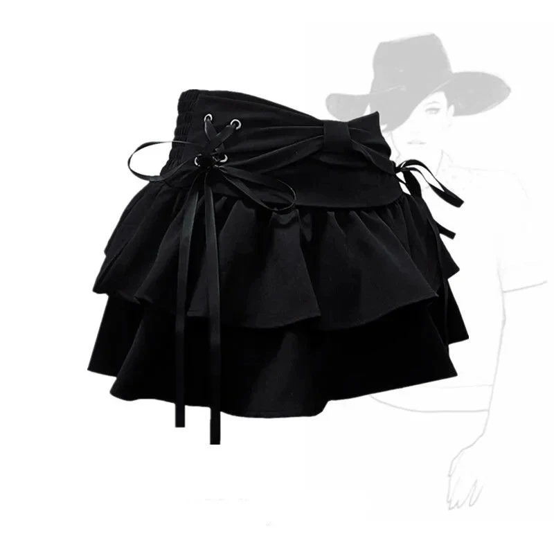 Mini Skirts for Women Sweet Cute Jupe Fashion Summer Japanese 2026 Faldas Mujer De Moda Bow Polka Dot Ruffles Y2k Skirt