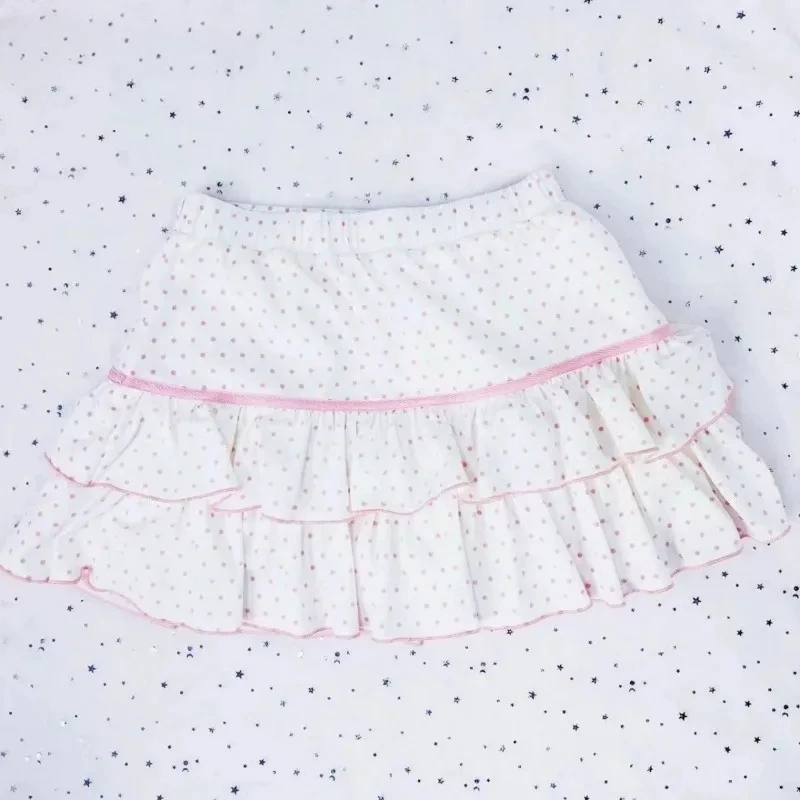 Mini Skirts for Women Sweet Cute Jupe Fashion Summer Japanese 2026 Faldas Mujer De Moda Bow Polka Dot Ruffles Y2k Skirt