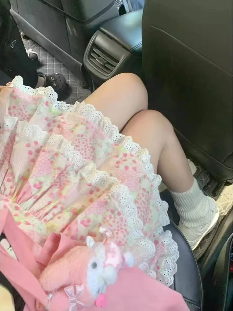 Mini Skirts for Women Sweet Cute Jupe Fashion Summer Japanese 2026 Faldas Mujer De Moda Bow Polka Dot Ruffles Y2k Skirt
