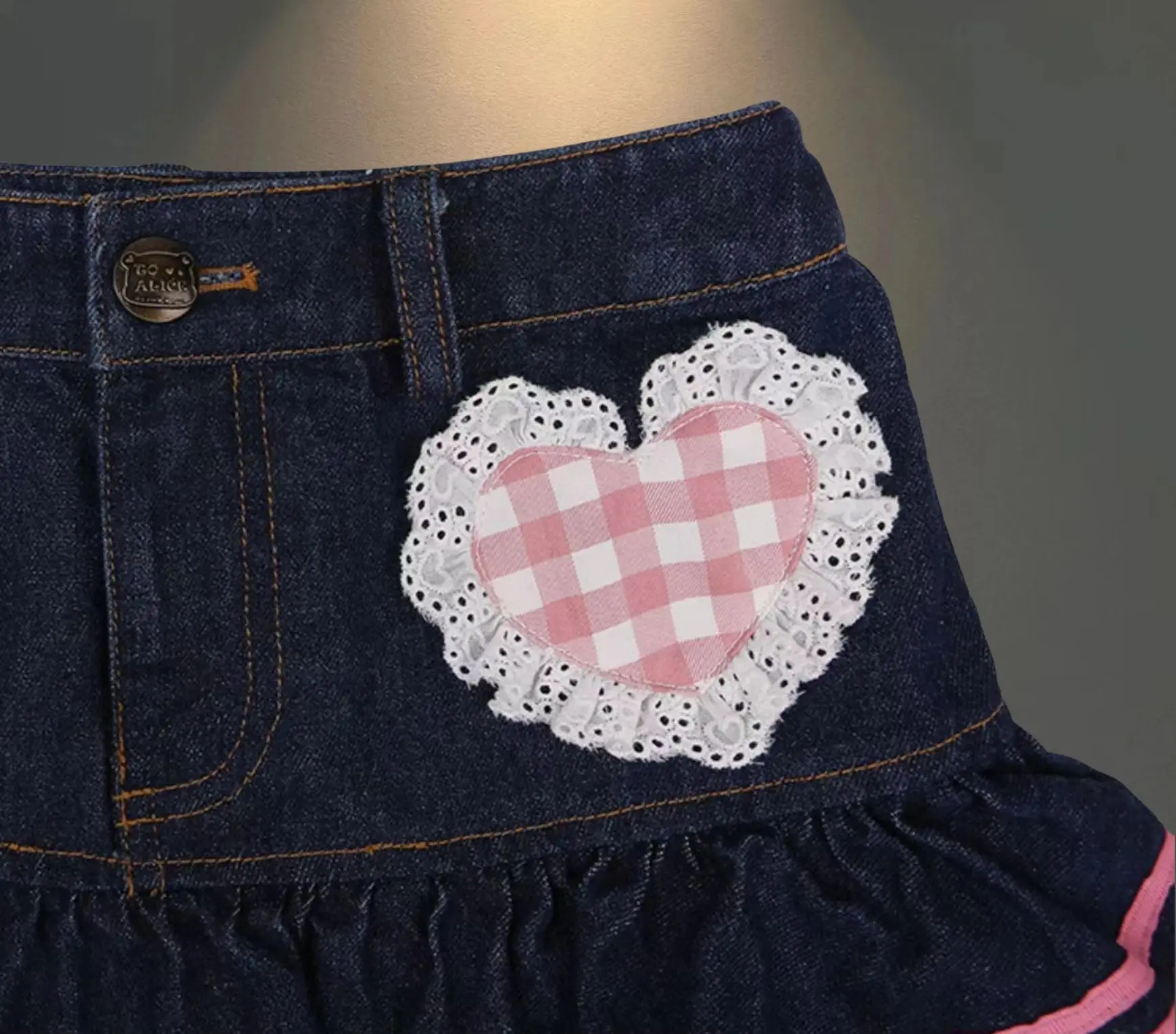Skirt Women's 2025 New Summer Pink High-grade Pleated Denim Skirt Women's Clothes Bow Sweet Style