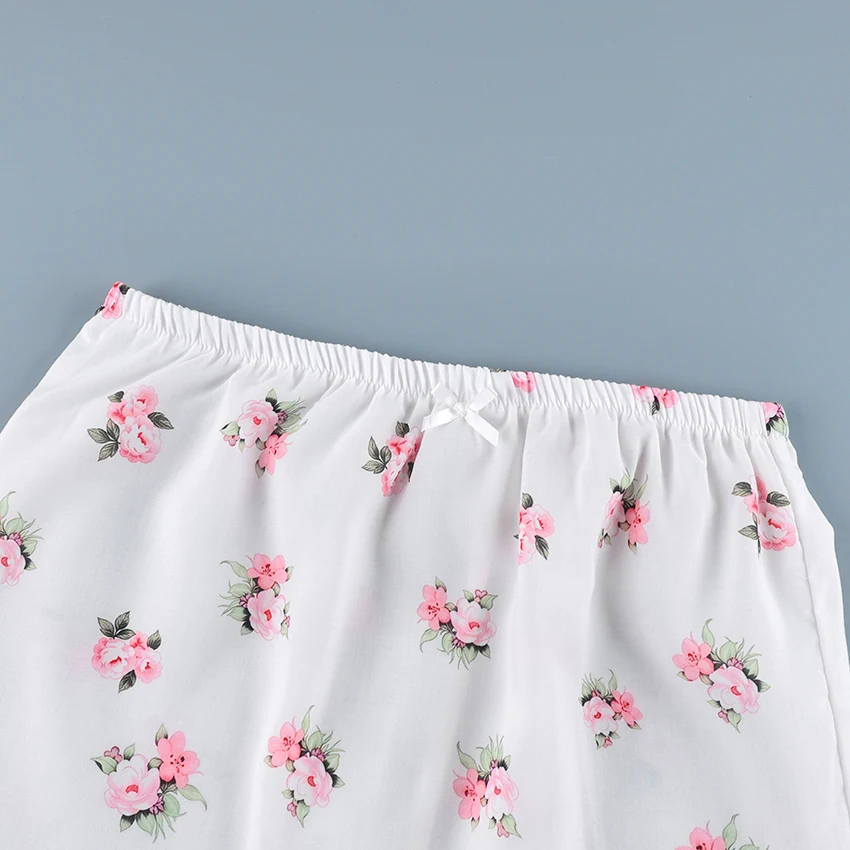 Linad Vintage Loose Print Long Skirts Woman 2026 Street Chic Mesh High Waist Straight Skirts Summer Casual Bows Skirt Female