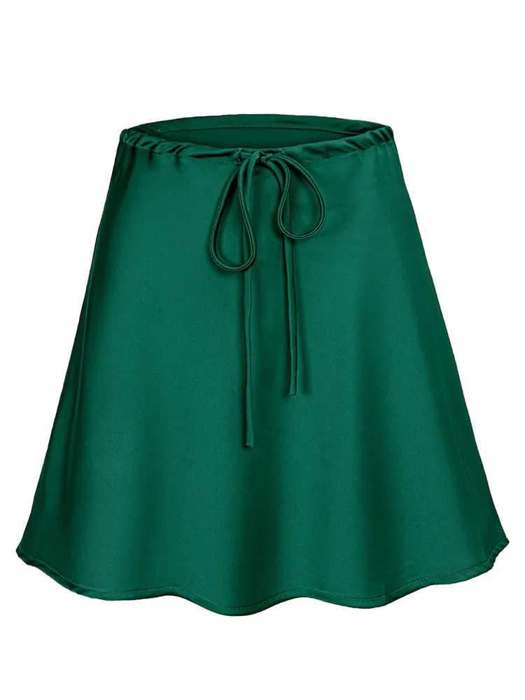 Satin Mini Skirts Women Summer Beige Silk Short Skirt For Woman Drawstring High Waist Black Satin Skirt A Line Women Short 2026