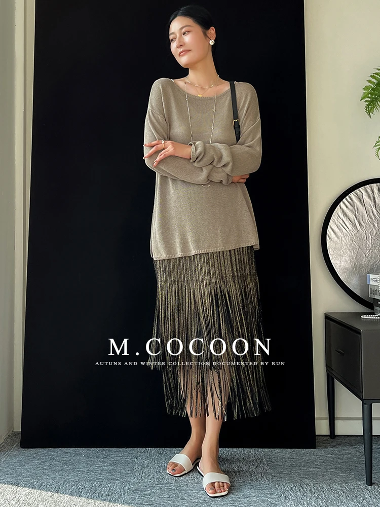 Miyake Pleated 2025 Autumn New Fringed And Gold-embossed Skirt, a Niche, Flowing And Form-fitting Dress