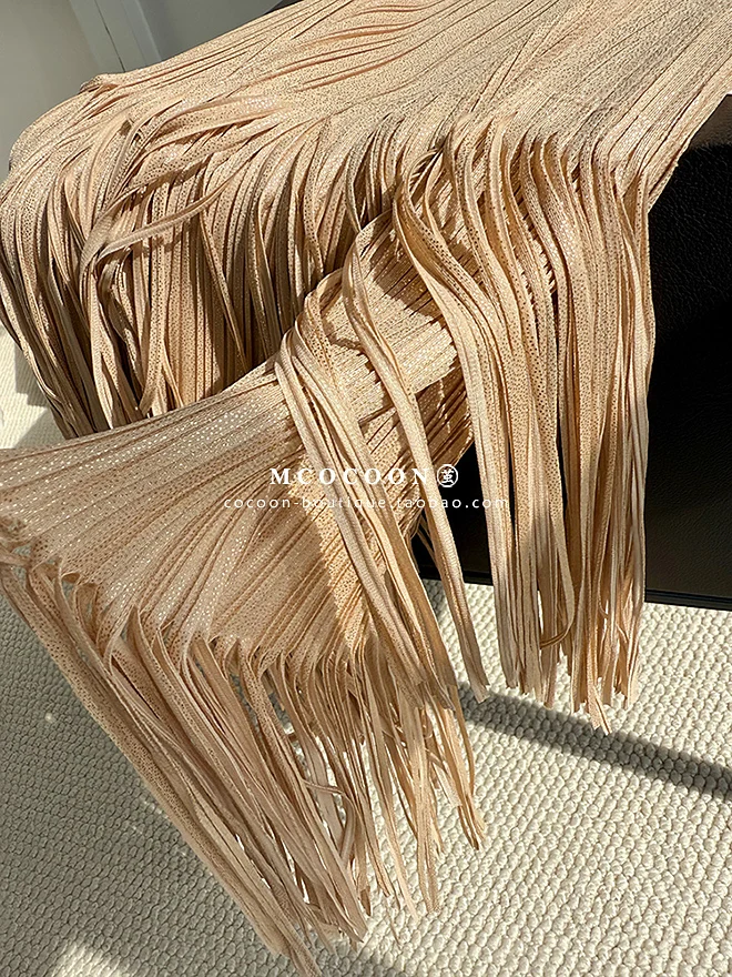 Miyake Pleated 2025 Autumn New Fringed And Gold-embossed Skirt, a Niche, Flowing And Form-fitting Dress