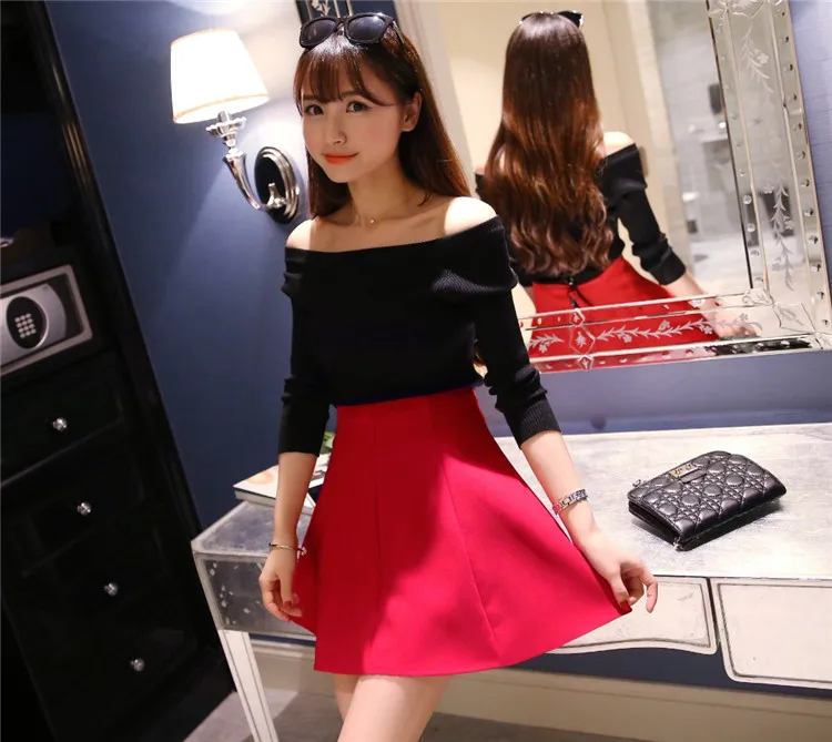 Women's High Waist Umbrella Skirt Pleated Elastic Pompon Skirt