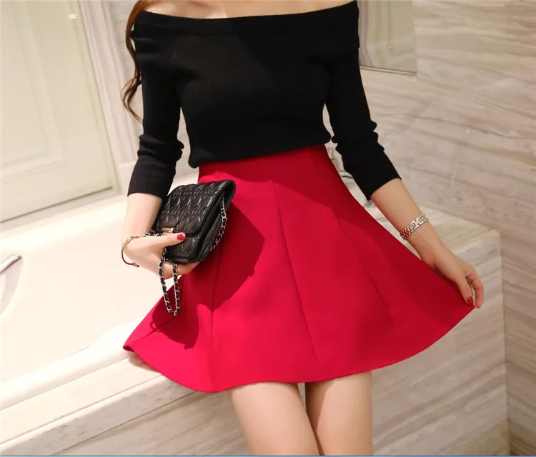 Women's High Waist Umbrella Skirt Pleated Elastic Pompon Skirt