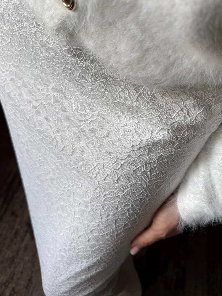 White Lace Skirt Maxi Bodycon Women Summer Office Wear Elegant Formal Skirts With Lace Lady Elastic Waist Lace Black Skirt Long