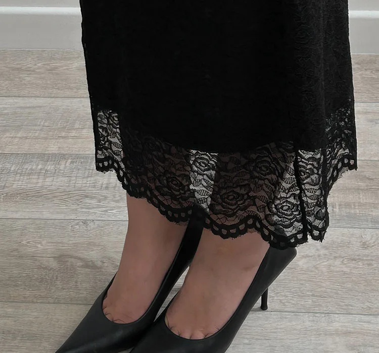 White Lace Skirt Maxi Bodycon Women Summer Office Wear Elegant Formal Skirts With Lace Lady Elastic Waist Lace Black Skirt Long