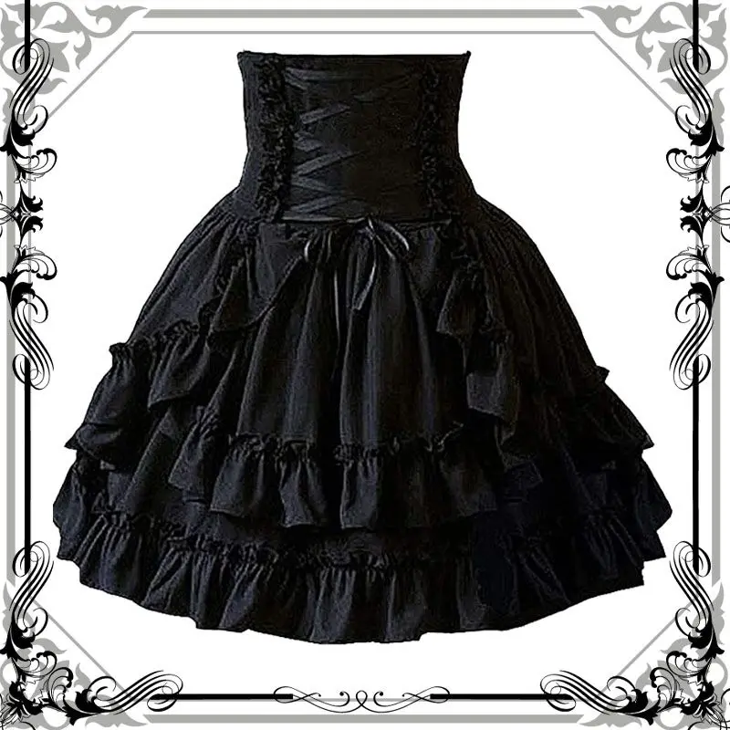 Summer Y2k Gothic Retro Lolita Skirt Women Medieval Vintage Cake Skirt Fashion Cosplay Costume Fluffy Layered Puffy Skirt New