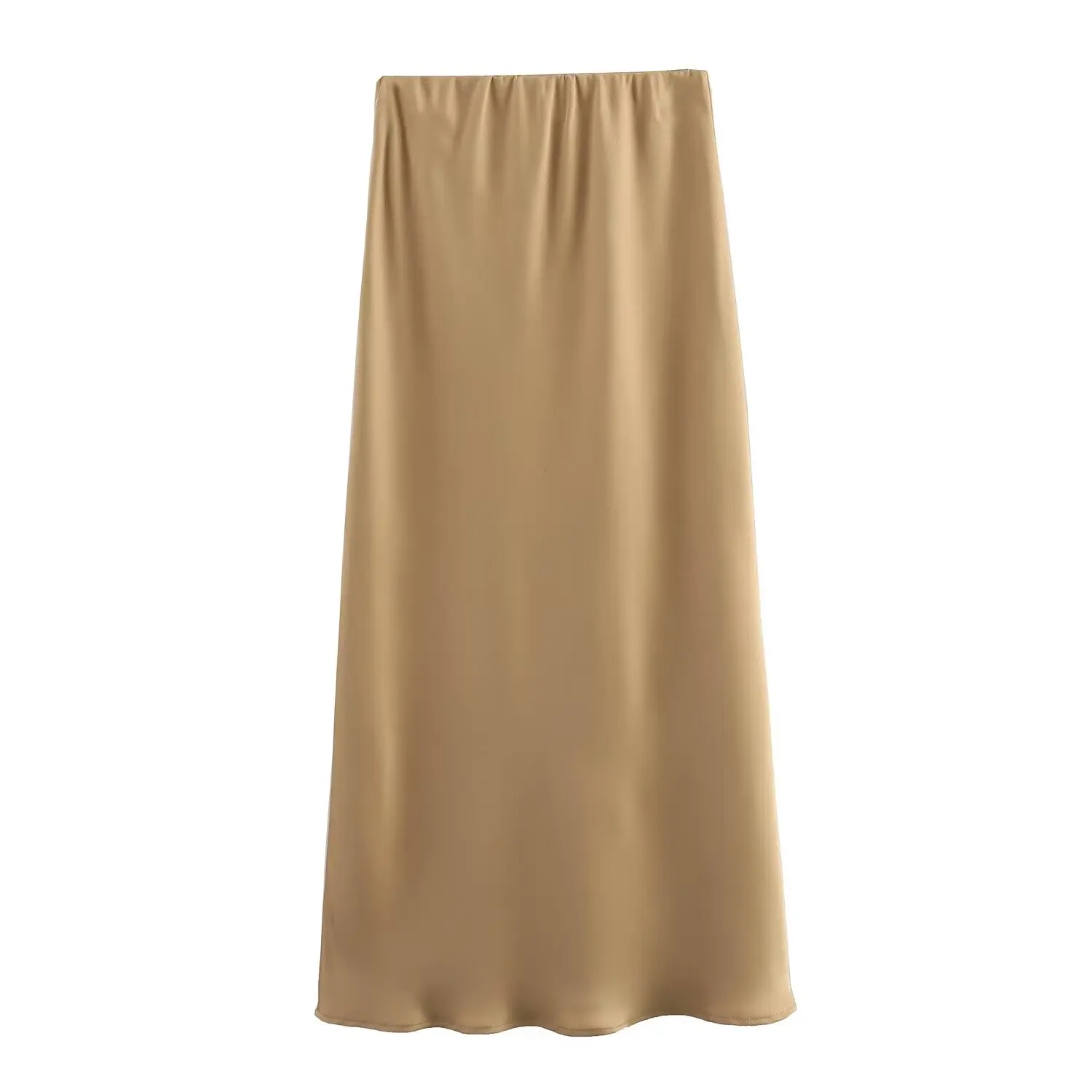 2024 New Women's European And American Style Fashion Silk Satin Texture High Waist Skirt Street Style Elegant Mid-length Skirt