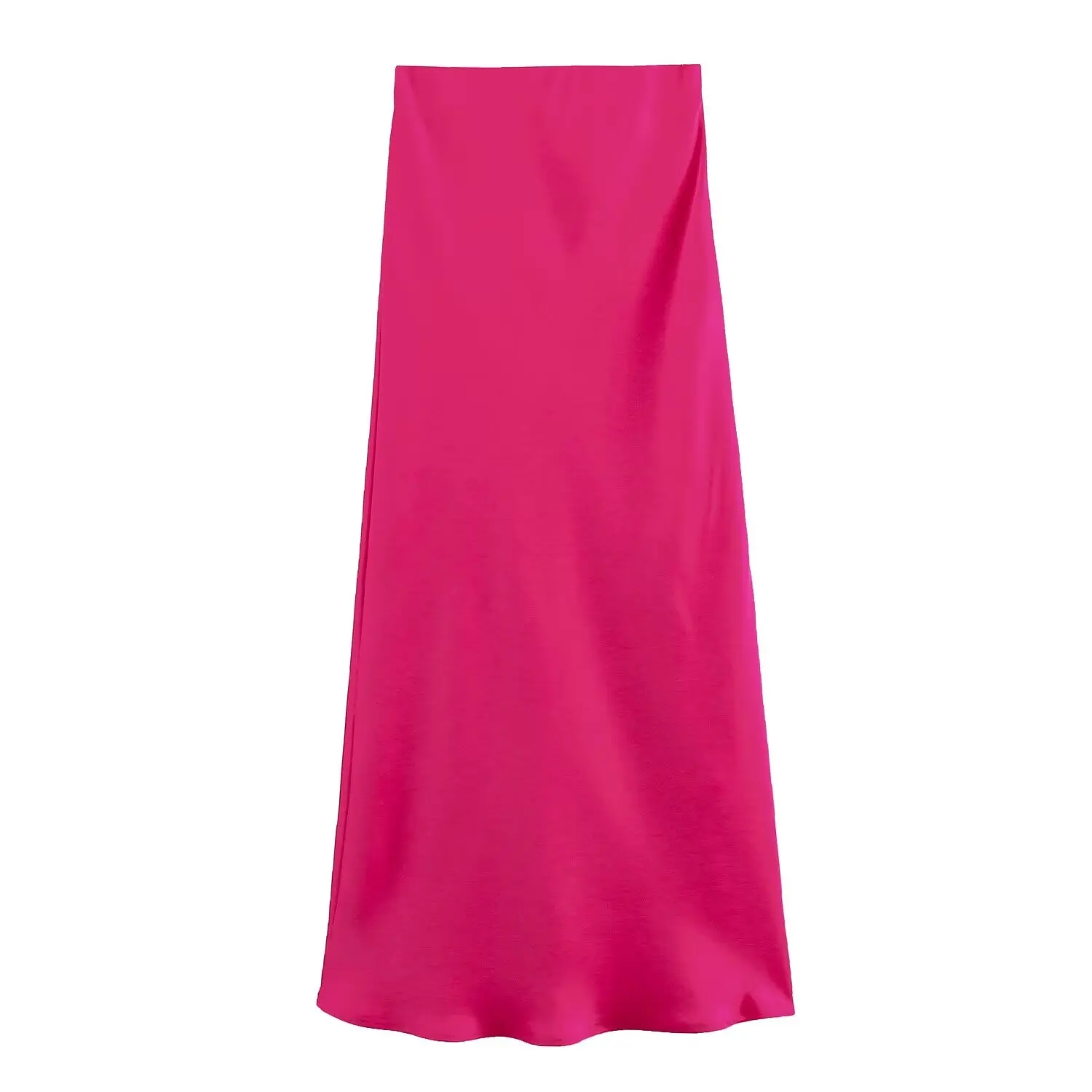 2024 New Women's European And American Style Fashion Silk Satin Texture High Waist Skirt Street Style Elegant Mid-length Skirt