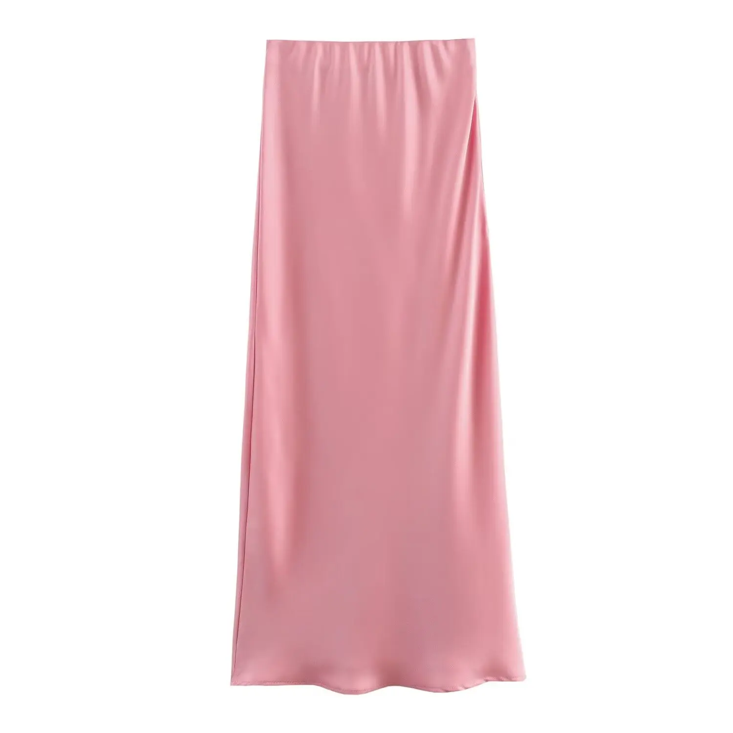 2024 New Women's European And American Style Fashion Silk Satin Texture High Waist Skirt Street Style Elegant Mid-length Skirt