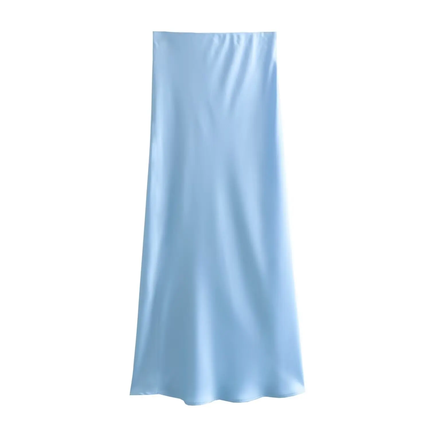 2024 New Women's European And American Style Fashion Silk Satin Texture High Waist Skirt Street Style Elegant Mid-length Skirt