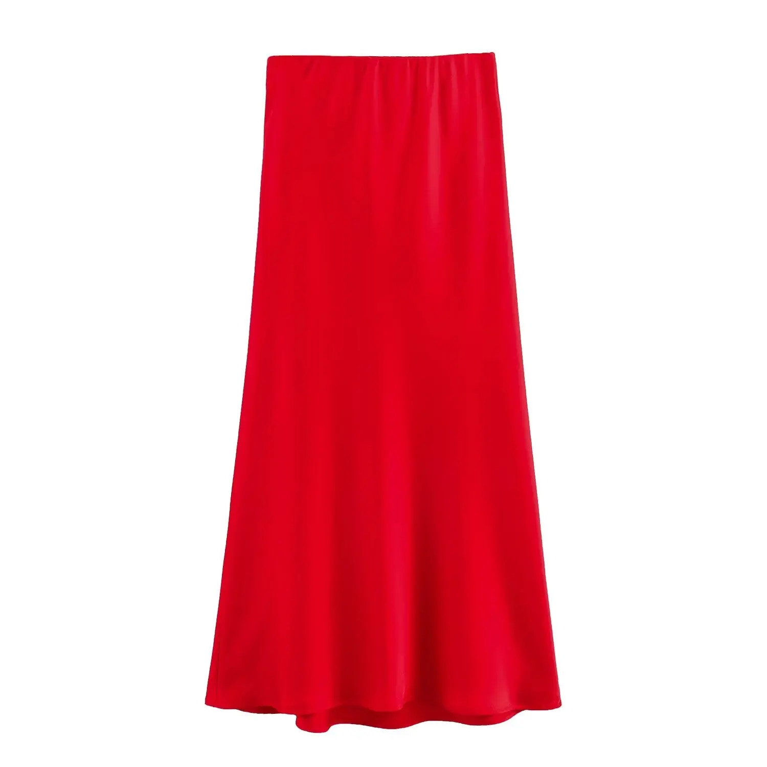 2024 New Women's European And American Style Fashion Silk Satin Texture High Waist Skirt Street Style Elegant Mid-length Skirt