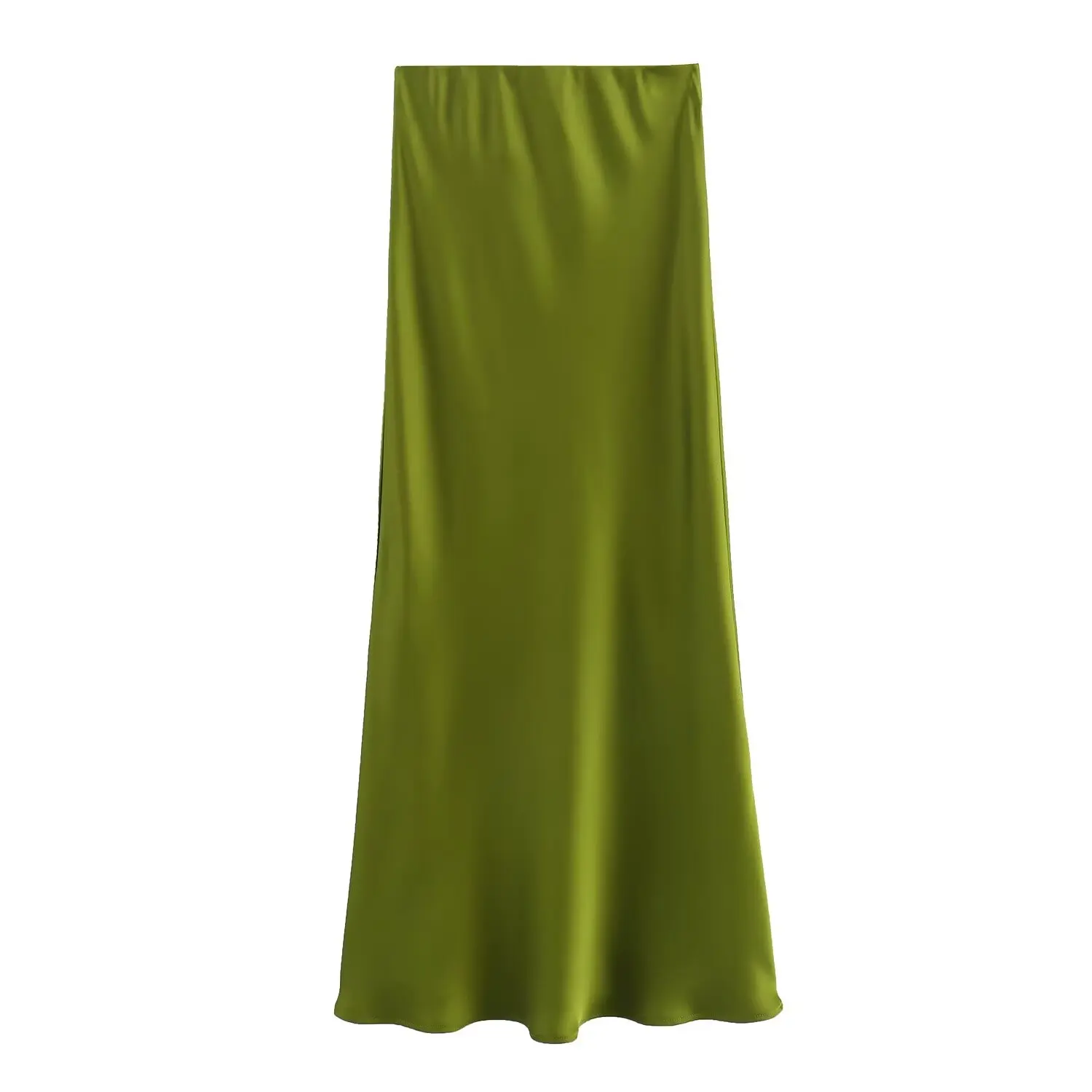 2024 New Women's European And American Style Fashion Silk Satin Texture High Waist Skirt Street Style Elegant Mid-length Skirt