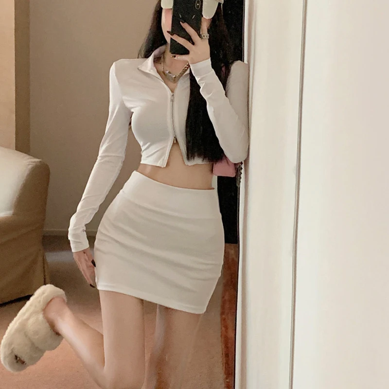 Xingqing y2k Skirts 2000s Women Sexy Clothes Solid Color Elastic High Waist Bodycon Mini Skirt Club Party Skirts Streetwear