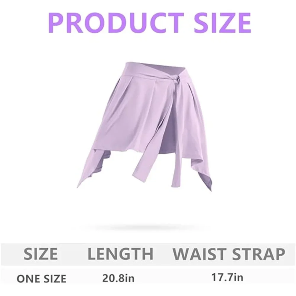Lightweight Solid Color Yoga Tennis Skirt Women Tie Up Wrap Hip Covering Asymmetrical Scarf Skirt for Workout Running