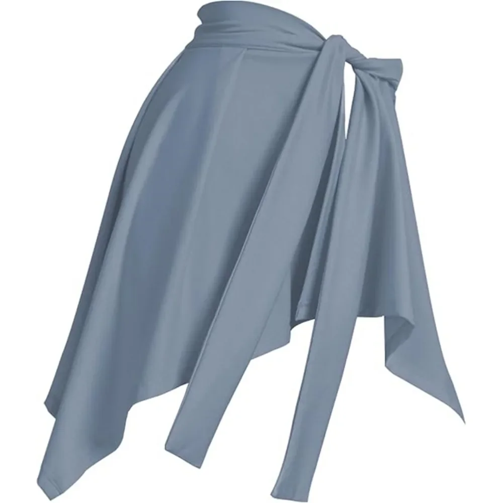 Lightweight Solid Color Yoga Tennis Skirt Women Tie Up Wrap Hip Covering Asymmetrical Scarf Skirt for Workout Running