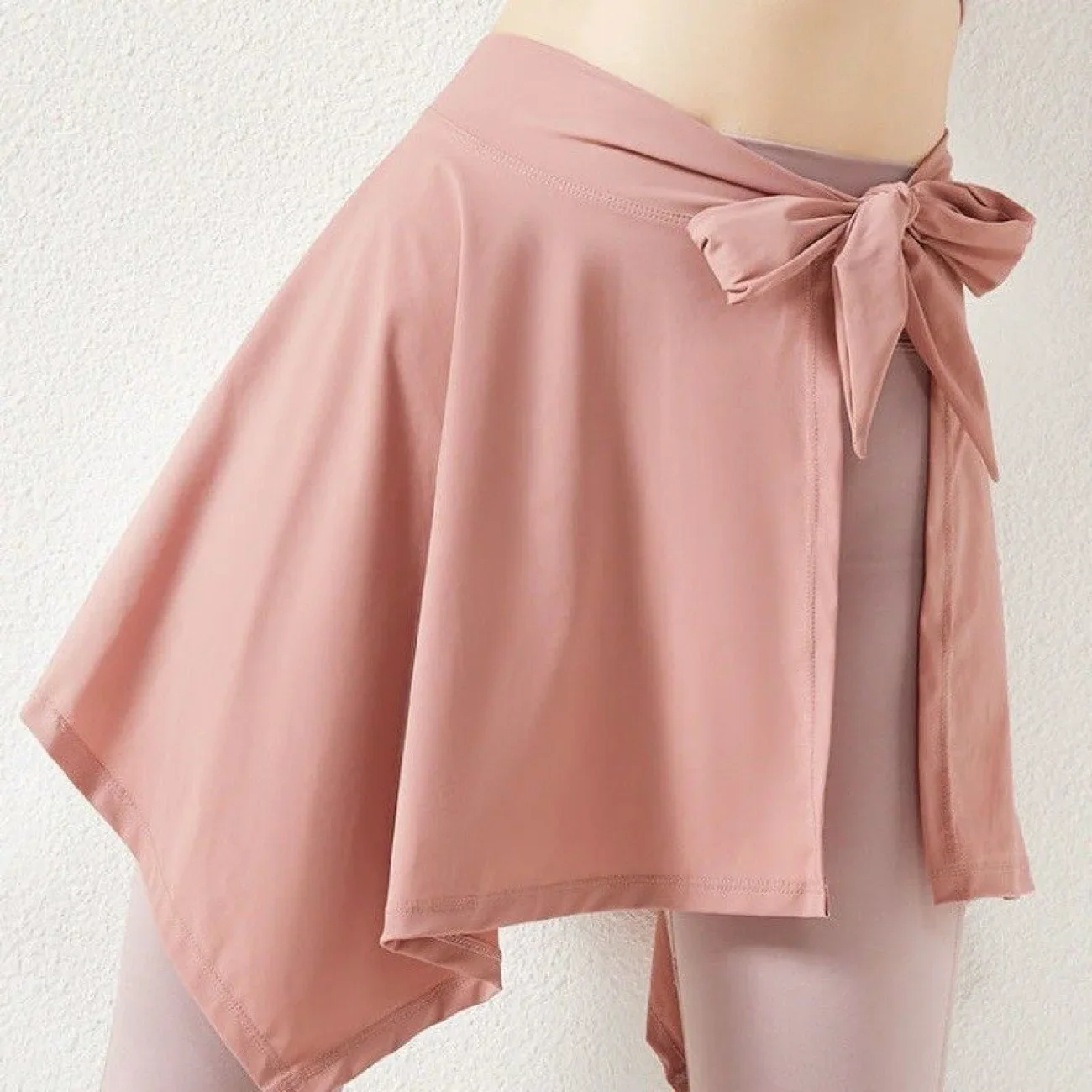 Lightweight Solid Color Yoga Tennis Skirt Women Tie Up Wrap Hip Covering Asymmetrical Scarf Skirt for Workout Running