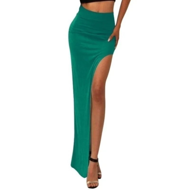 Fashion Split Skirts Women Sexy Long Sexy Skirts Open Side Split Skirt Long High Waist High Slit Maxi Skirt Black