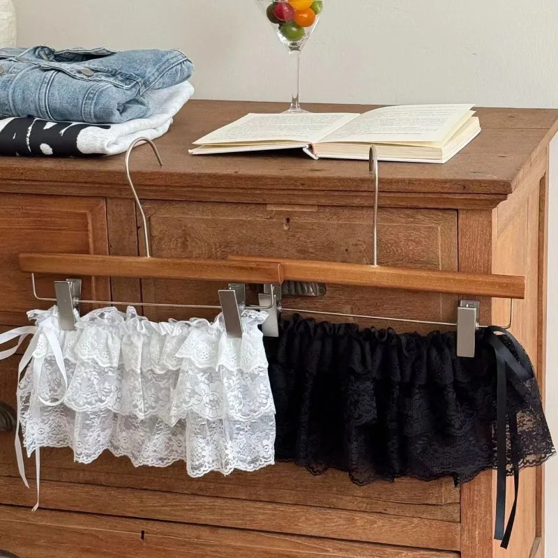 2026 Korean Ins Unique Lace Layered Gauze Skirts Lace Trim A-Line Short Cloth Mini Waist Skirts Harajuku Girl's White Skirts